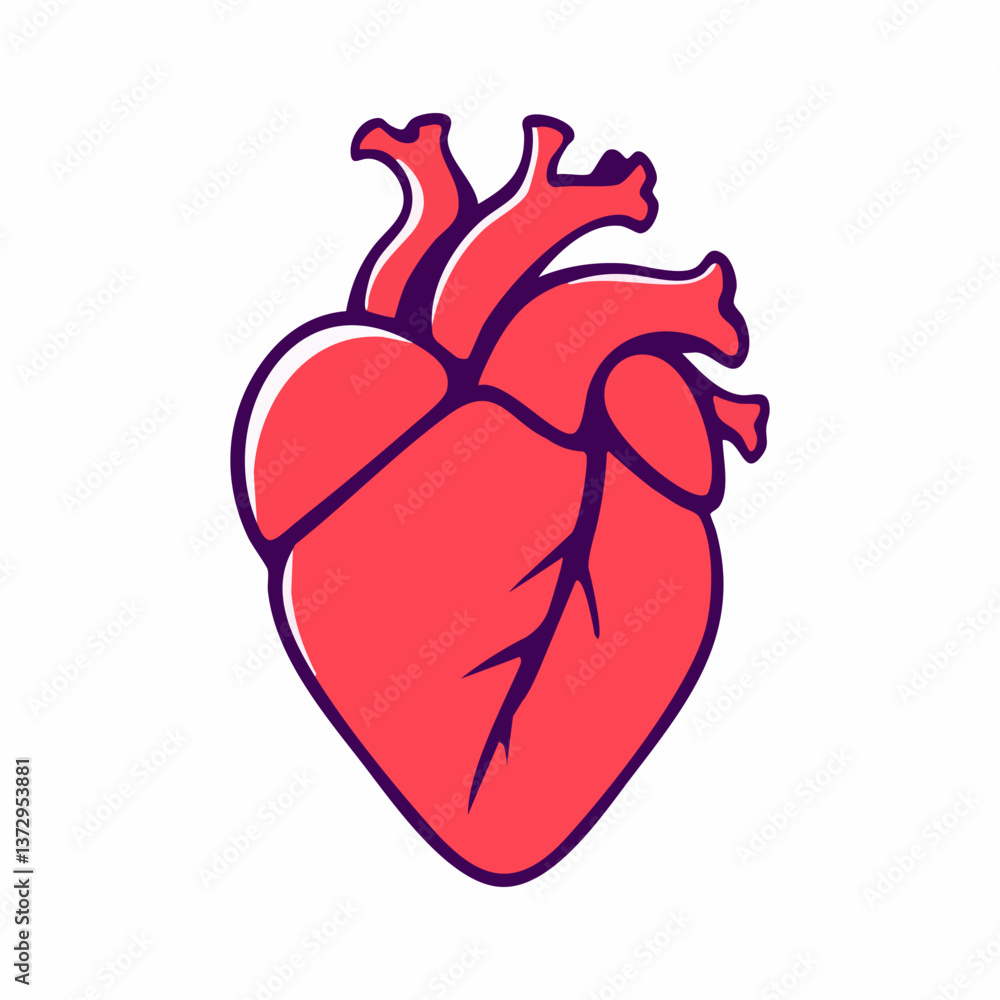 Fototapeta premium Stylized Cartoon Illustration of a Human Heart