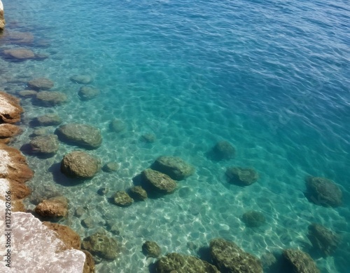 Wallpaper Mural Crystal-clear water surface with subtle waves, natural reflections, bright and fresh look, professional stock photo style Torontodigital.ca