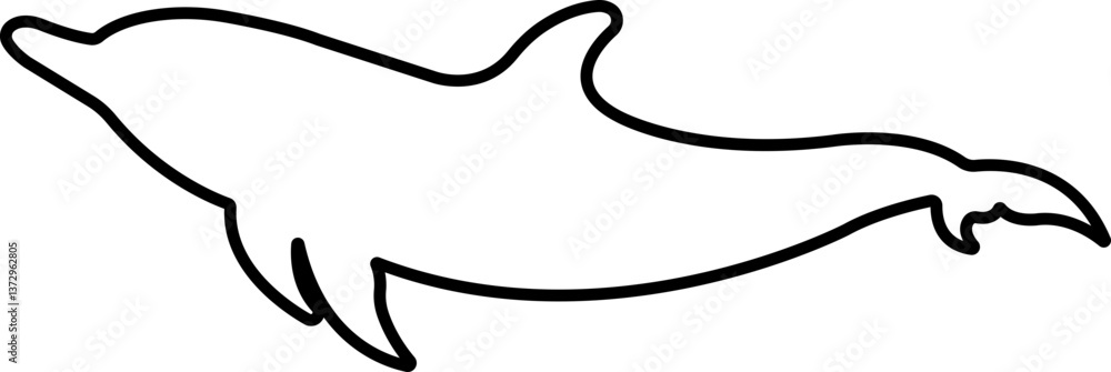 Fototapeta premium Jumping dolphin fish icon in line. isolated on transparent background