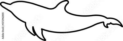 Jumping dolphin fish icon in line. isolated on transparent background