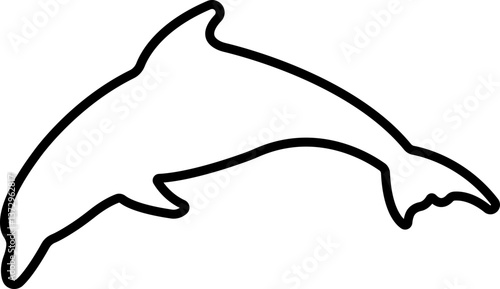 Jumping dolphin fish icon in line. isolated on transparent background