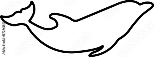 Jumping dolphin fish icon in line. isolated on transparent background