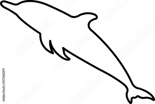 Jumping dolphin fish icon in line. isolated on transparent background