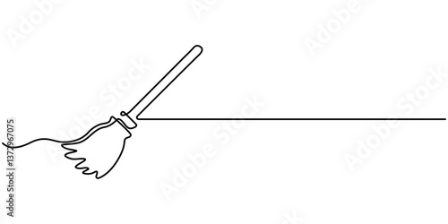 one line art duster vector illustration. line art, one continuous line, simple, hand drawn and sketch style. for icons, symbols, signs or logos, Feather duster sketch illustration. 
