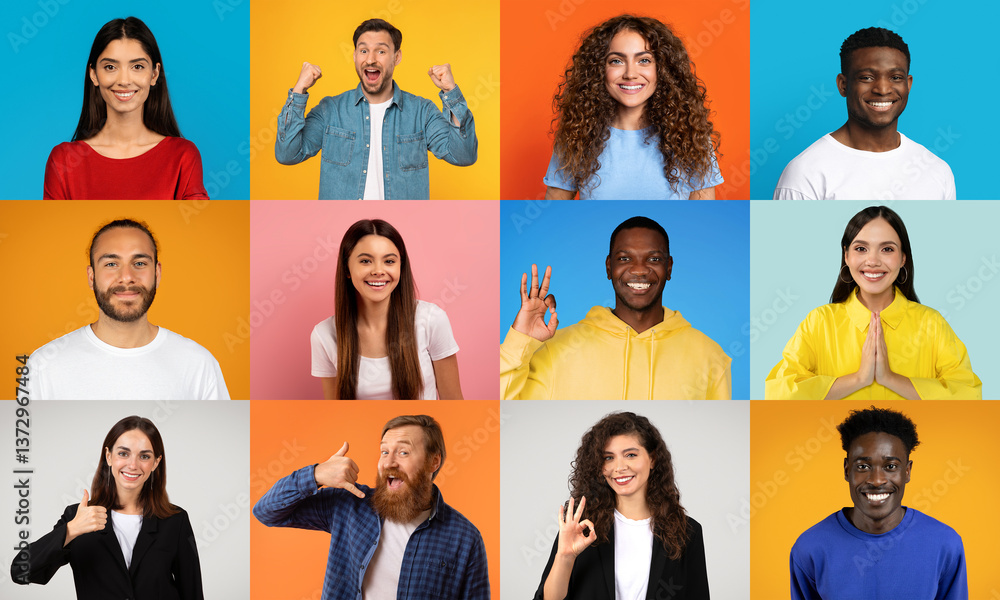 © Prostock-studio - A lively collection features diverse men and women displaying a range of joyful expressions. Set against bright backgrounds, they represent unity in their interactions. © Prostock-studio - A lively collection features diverse men and women displaying a range of joyful expressions. Set against bright backgrounds, they represent unity in their interactions.