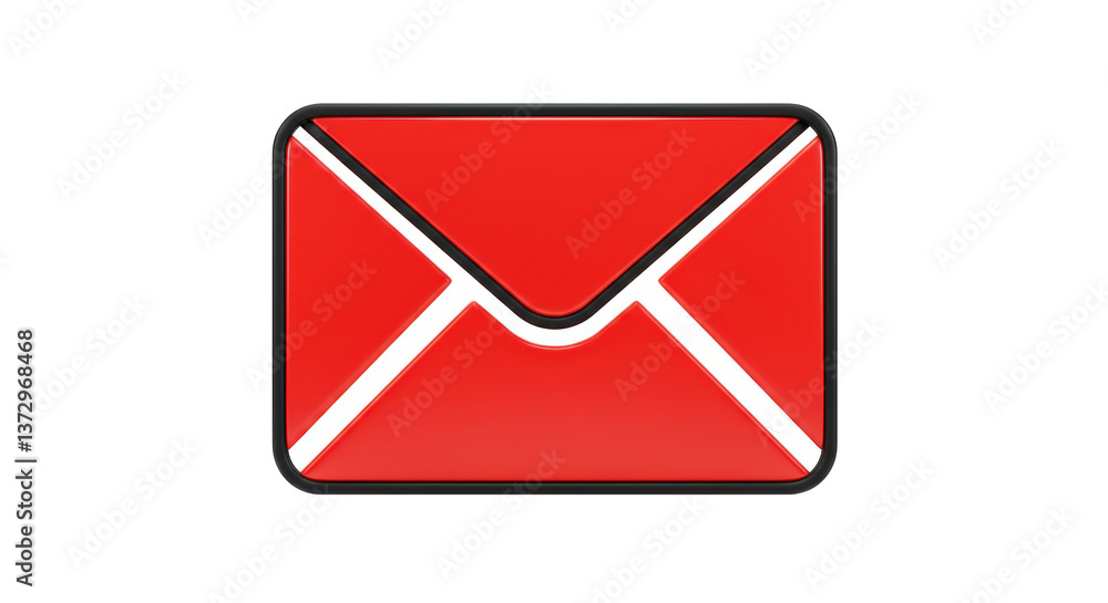 Isolated Red Mail Envelope, 3D Render Isolated Red Mail Envelope, 3D Render