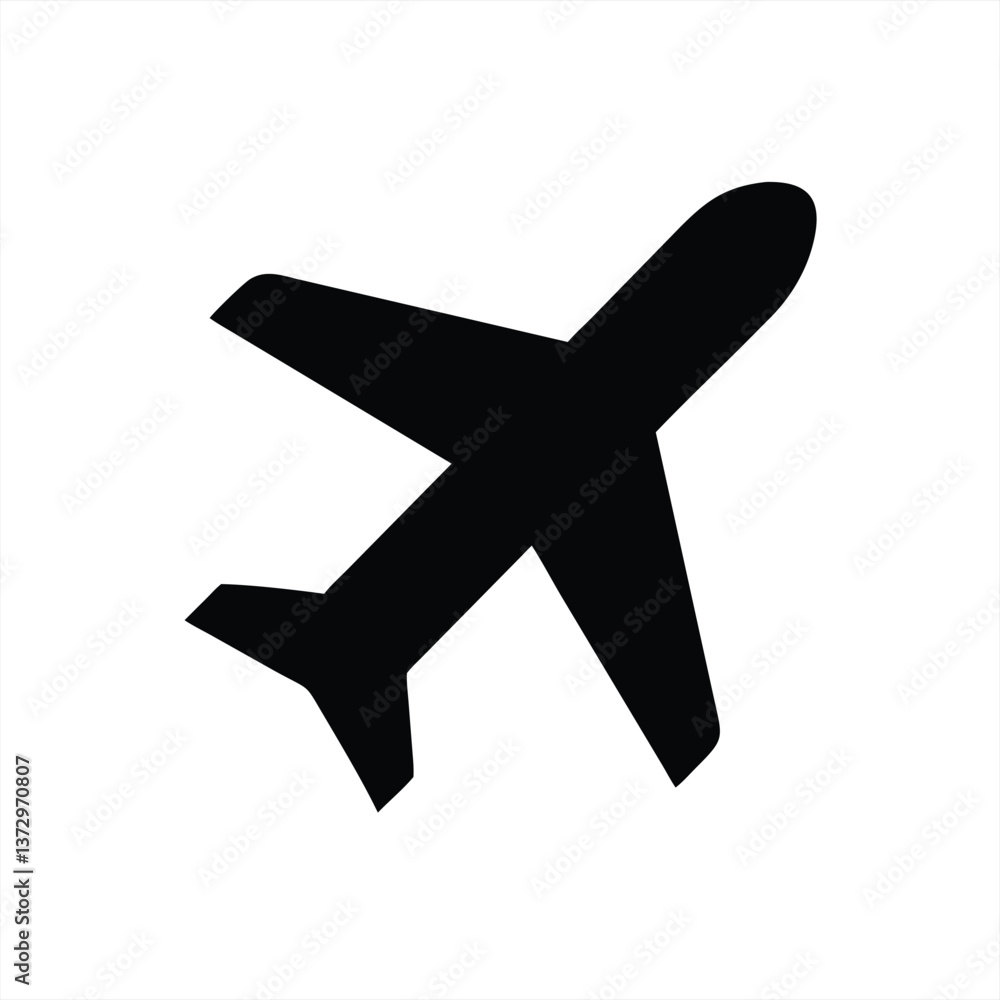 Silhouette of an airplane in flight over a blank background Silhouette of an airplane in flight over a blank background