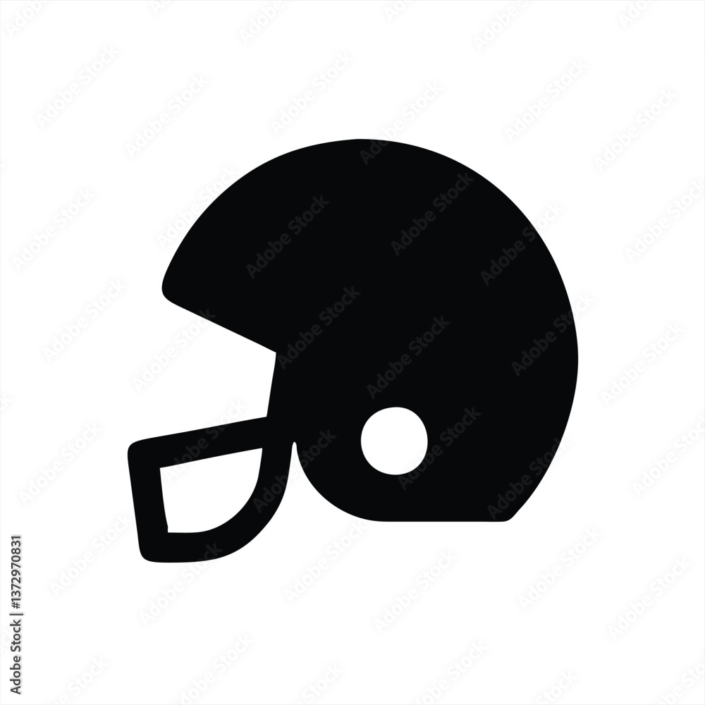 Vector illustration of a football helmet in black silhouette style Vector illustration of a football helmet in black silhouette style