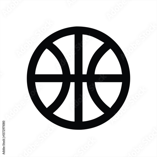 Basketball graphic illustration showing a simple black outline design