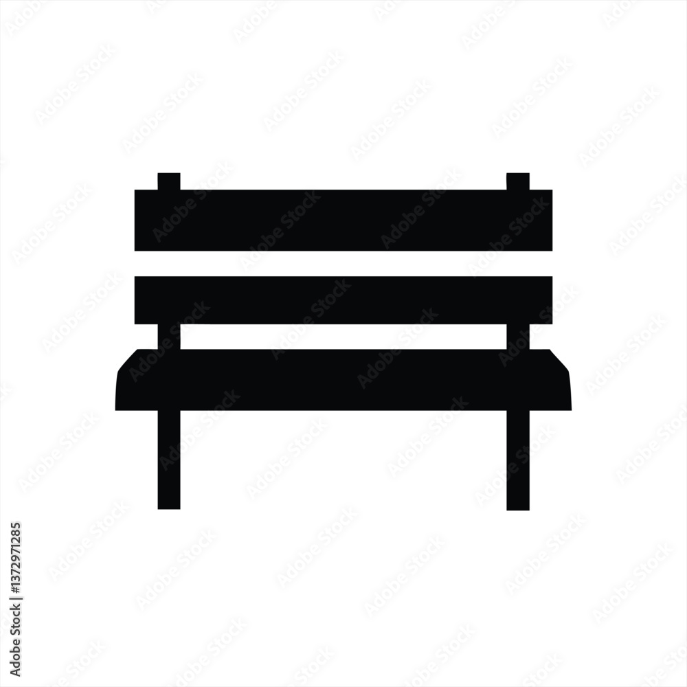 Vector illustration of a simple park bench design in black