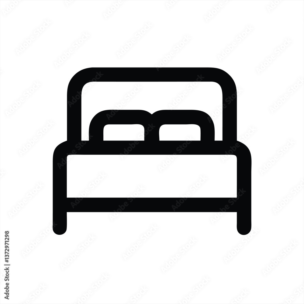 Modern vector illustration of a double bed in a minimalist style Modern vector illustration of a double bed in a minimalist style