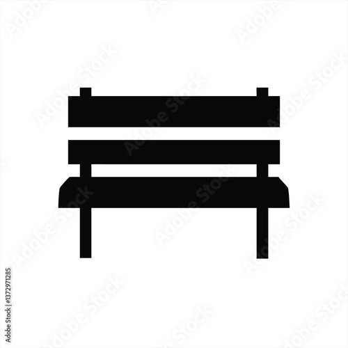 Vector illustration of a simple park bench design in black