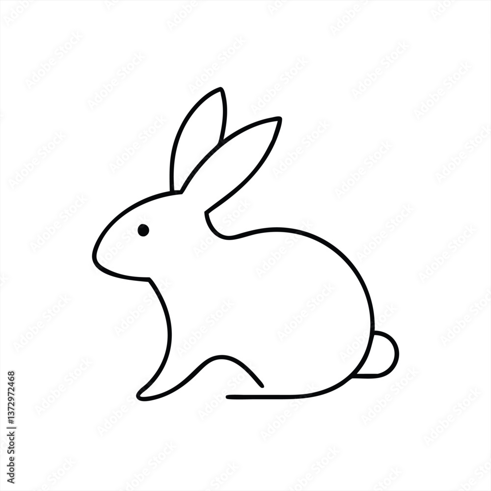 Simple vector illustration of a rabbit in a minimalist style Simple vector illustration of a rabbit in a minimalist style