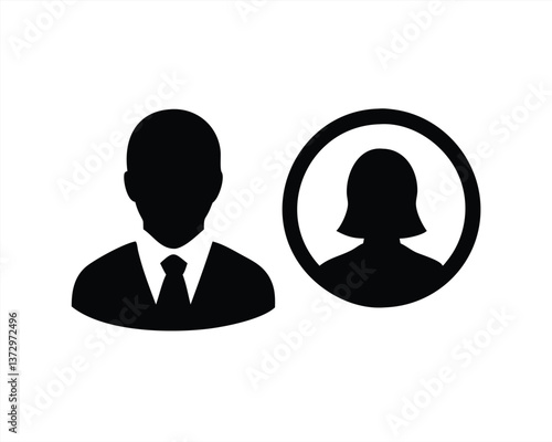 Vector illustration of male and female silhouettes for profiles