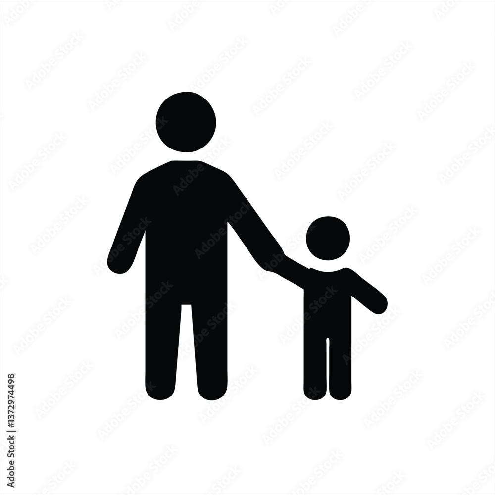 Father and child holding hands in a simple vector illustration Father and child holding hands in a simple vector illustration