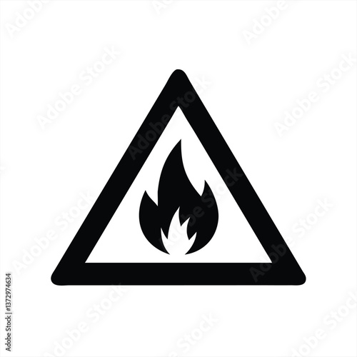 Warning sign indicating flammable material in a triangular shape