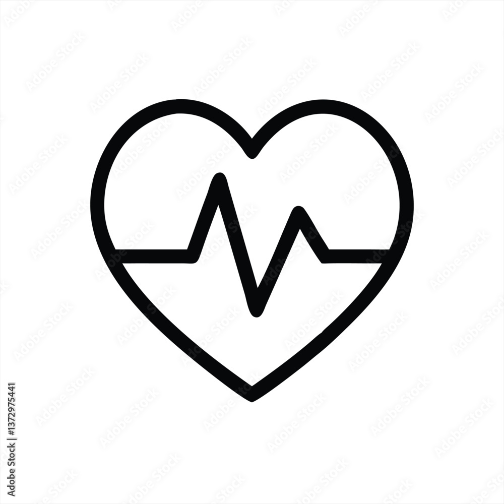 Heart shape with heartbeat line in vector style design Heart shape with heartbeat line in vector style design