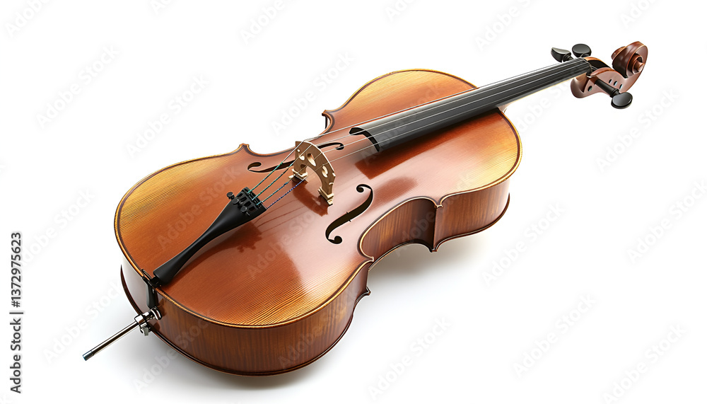 Fototapeta premium Beautiful cello isolated on white. Classical musical instrument