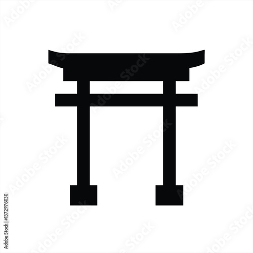 Elegant black torii gate silhouette in vector style design