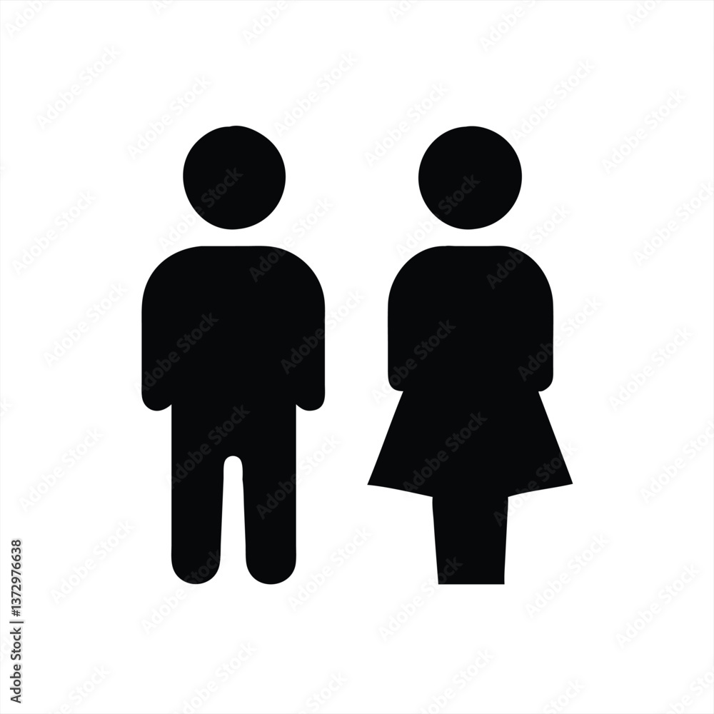 Vector art of male and female figures standing together Vector art of male and female figures standing together
