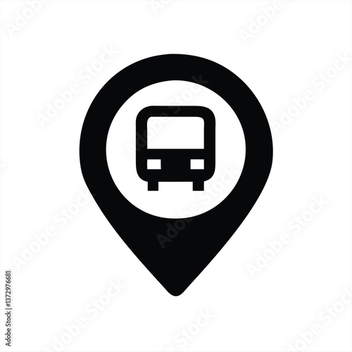 Bus stop icon in vector style for transportation graphic design
