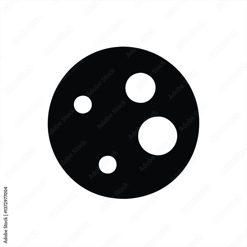 Simple black and white vector illustration of a stylized moon Simple black and white vector illustration of a stylized moon