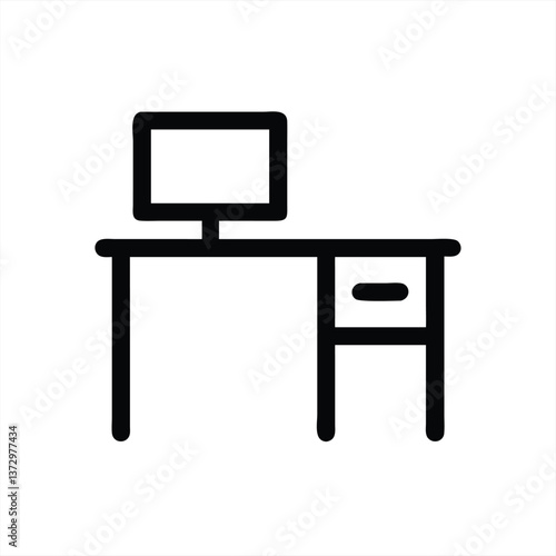 Simple vector illustration of an office desk with a computer setup