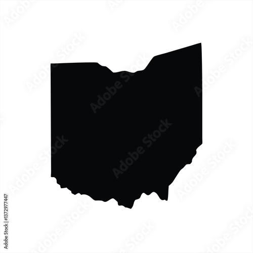 Black silhouette of Ohio state shape on white background