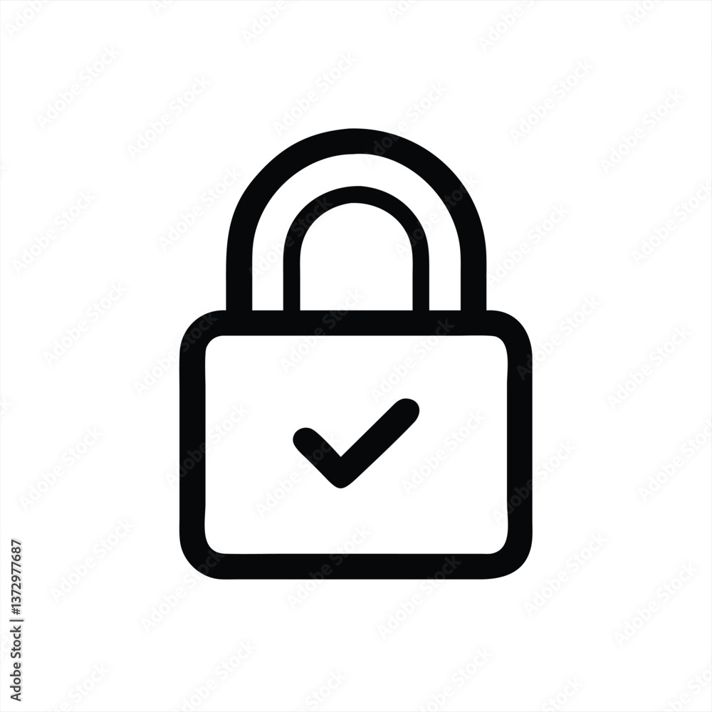 Simple vector illustration of a secure lock symbol with check mark Simple vector illustration of a secure lock symbol with check mark