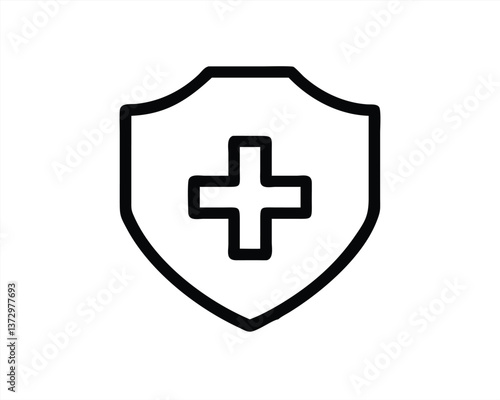 Shield with a cross symbol representing health and protection