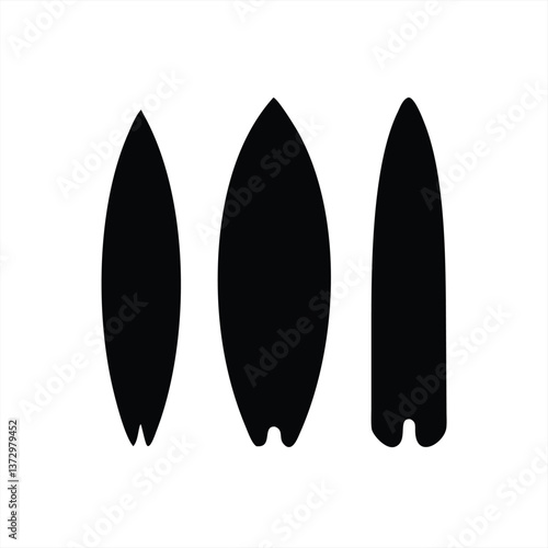 Vector illustration of surfboards in different shapes and sizes