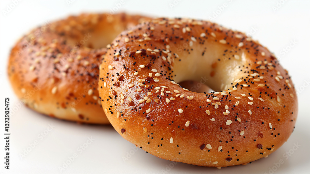 Freshly Baked Everything Bagels with Sesame and Poppy Seeds Freshly Baked Everything Bagels with Sesame and Poppy Seeds