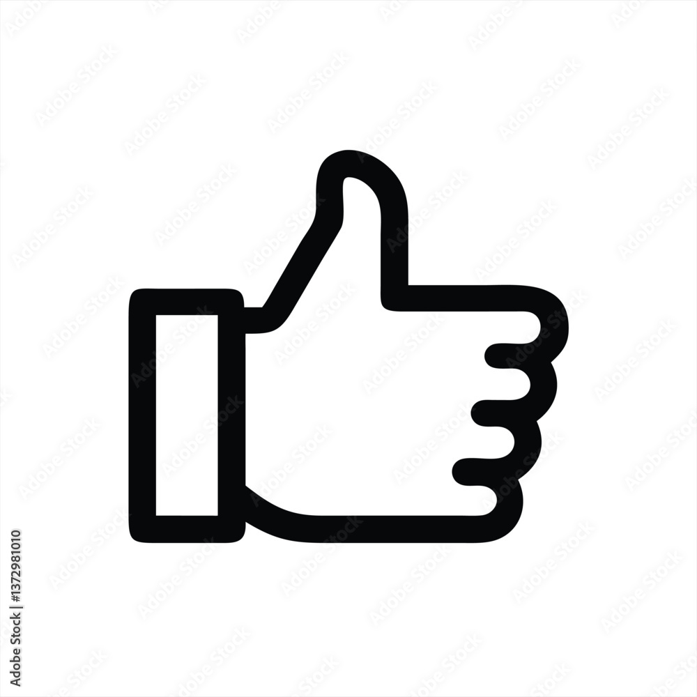 Thumbs up gesture showing approval in minimal vector style Thumbs up gesture showing approval in minimal vector style