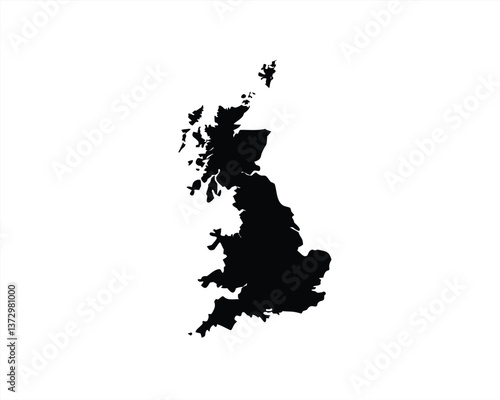 Vector illustration of the map of the United Kingdom in black