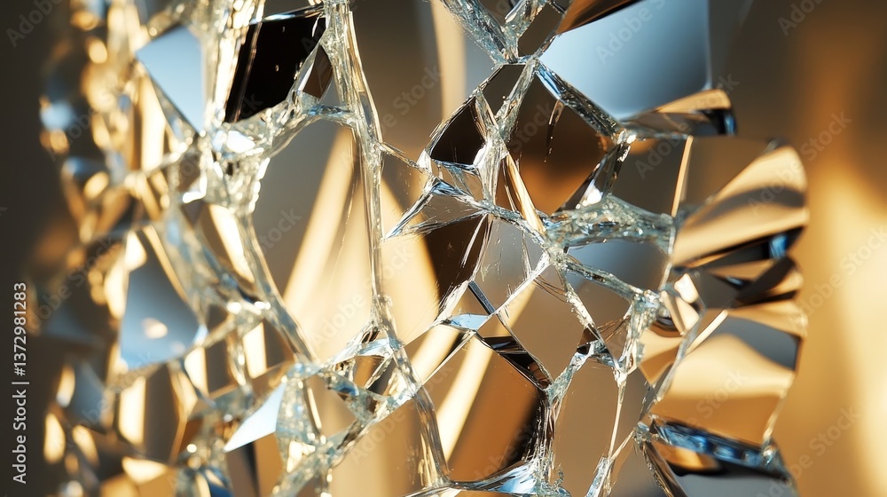Broken mirror pieces reflecting light creating abstract patterns and textures. Broken mirror pieces reflecting light creating abstract patterns and textures.