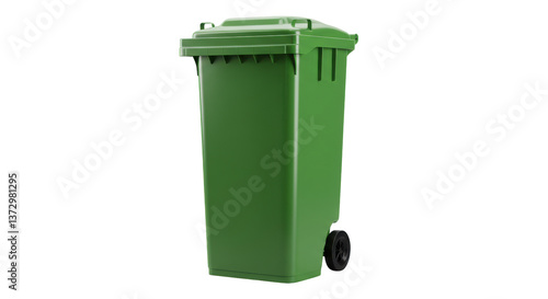 Isolated Green Garbage Can