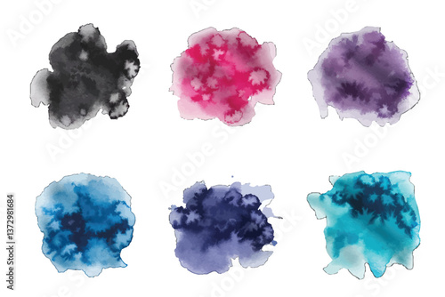 Artistic Watercolor Elements in Vivid Colors