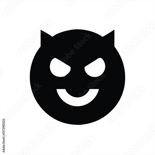 Cat face with devil horns in a minimalistic vector illustration