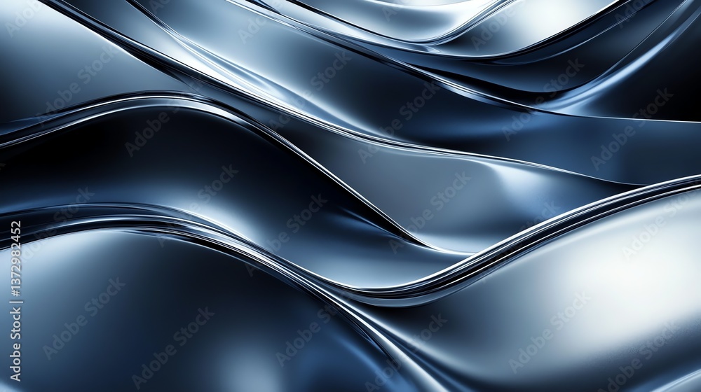 Abstract blue metallic waves flow and undulate smoothly. Abstract blue metallic waves flow and undulate smoothly.