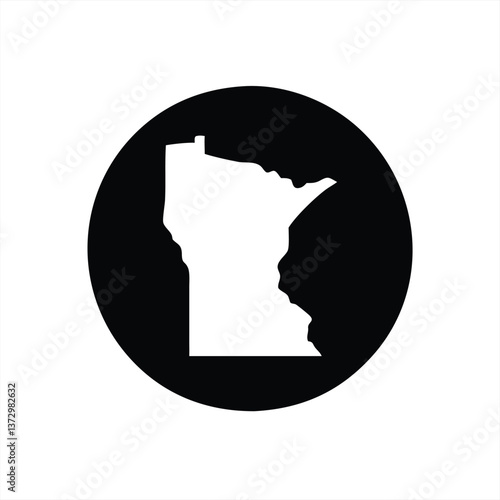 Minnesota silhouette illustration within black circle design