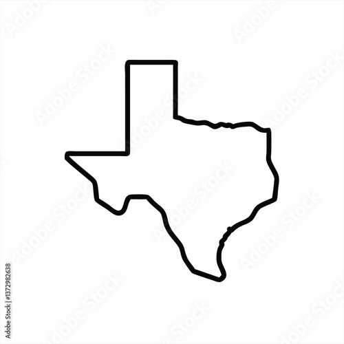Outline of the state of Texas displayed in a clean vector format