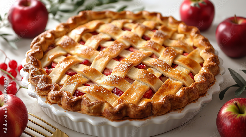 Classic Apple Pie with Lattice Crust and Fresh Apples Classic Apple Pie with Lattice Crust and Fresh Apples