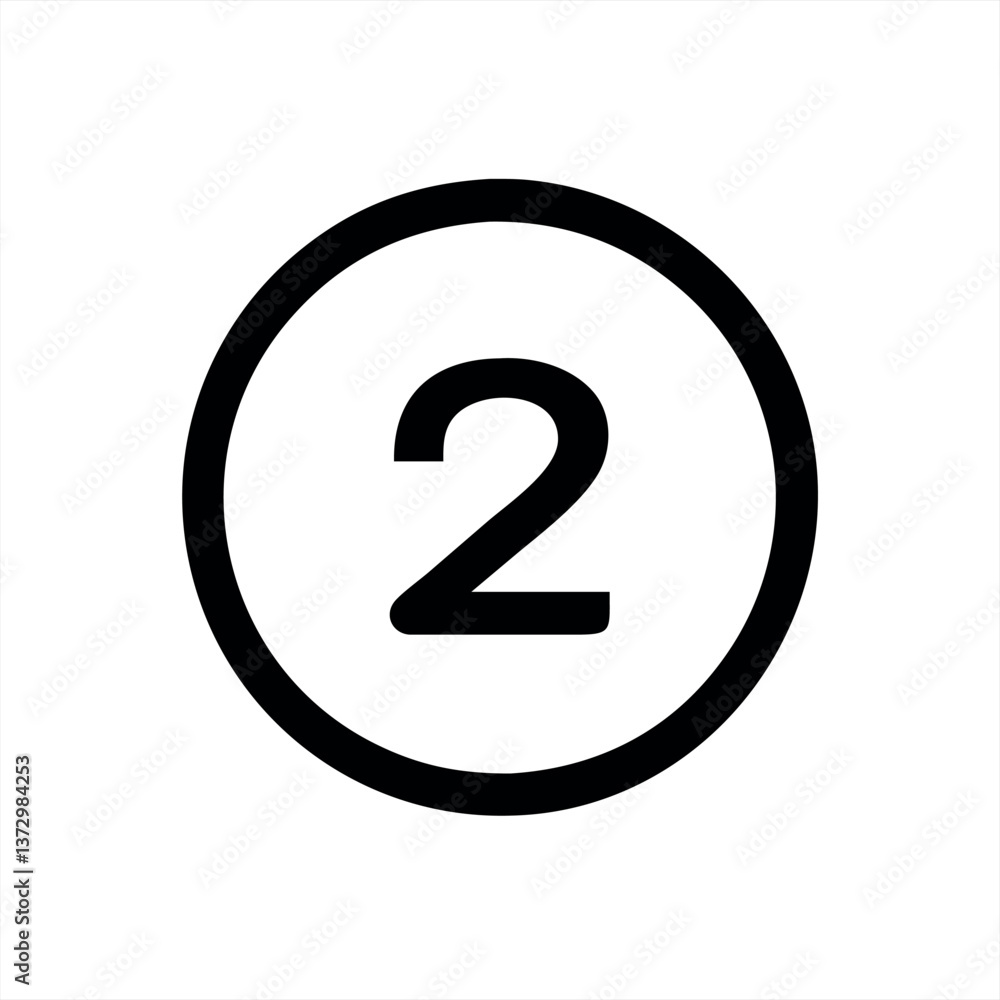 Simple vector illustration of a bold number two in a circle Simple vector illustration of a bold number two in a circle