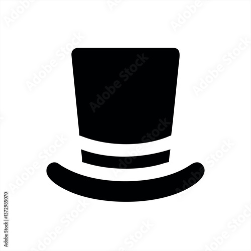 Elegant black top hat silhouette on a white background