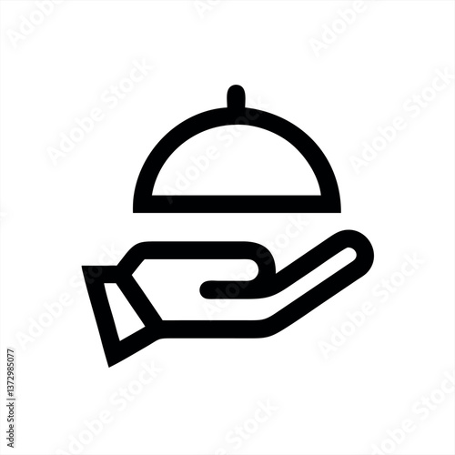 Hand presenting a cloche lid symbolizing service in dining