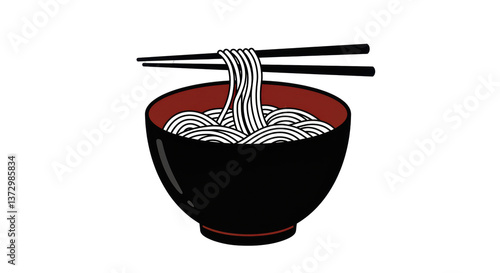 Isolated Ramen Noodles Black and White