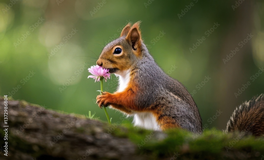 Squirrel with a flower Squirrel with a flower