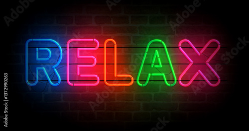 Obraz na płótnie Relax neon light 3d illustration w salonie