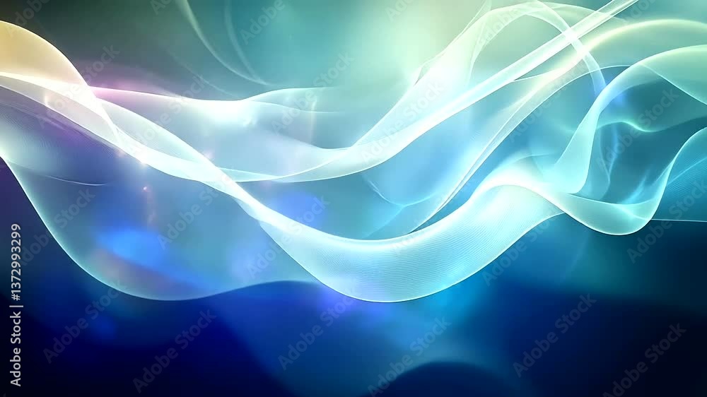 Abstract flowing waves of light in a serene blue-green gradient, creating a calming atmosphere for backgrounds Abstract flowing waves of light in a serene blue-green gradient, creating a calming atmosphere for backgrounds