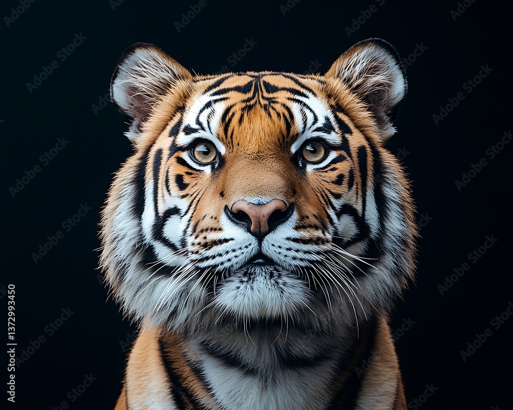 Fototapeta premium Majestic Tiger Portrait with Dark Background.
